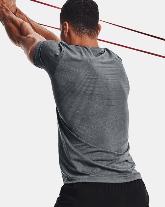 Men's UA RUSH™ Seamless Strength Short Sleeve, Gray, pdpMainDesktop image number 3